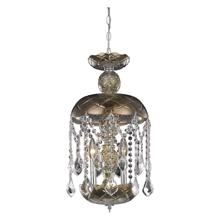 Elegant Furniture Rococo 3 Light Golden Teak Pendant Golden Teak (Smoky) Royal Cut Crystal